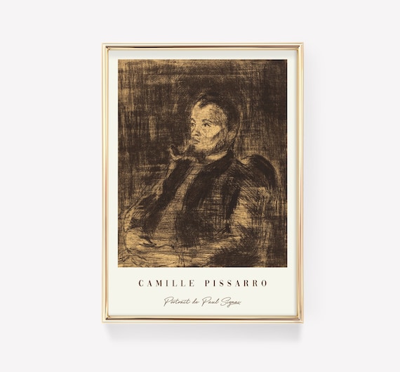 Camille Pissarro Portrait de Paul Signac Dark Lithograph Gallery Art Print