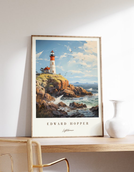 Lighthouse Print Edward Hopper Poster Mid Century Modern Art Nouveau Home Decor