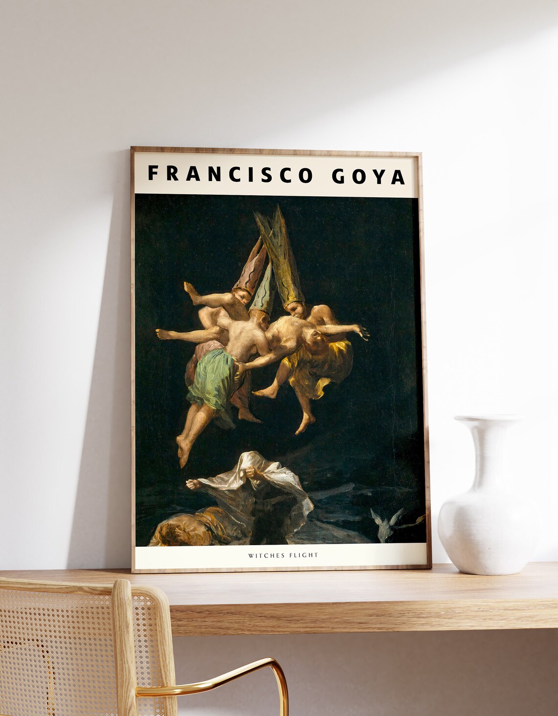 Francisco Goya Witches Flight Minimalist White Museum Art Poster