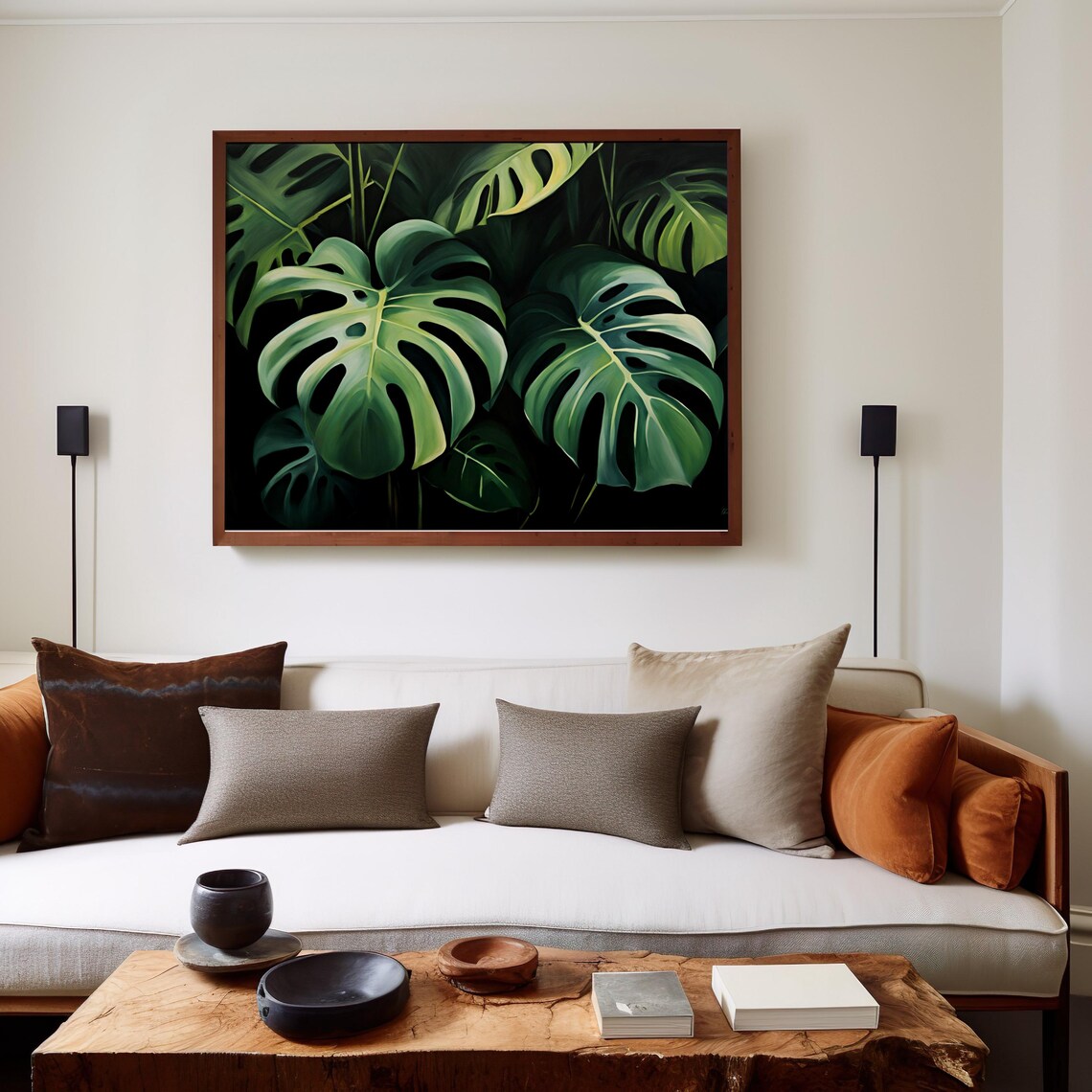 Moody Monstera Botanical Art Print, Dark Cottagecore