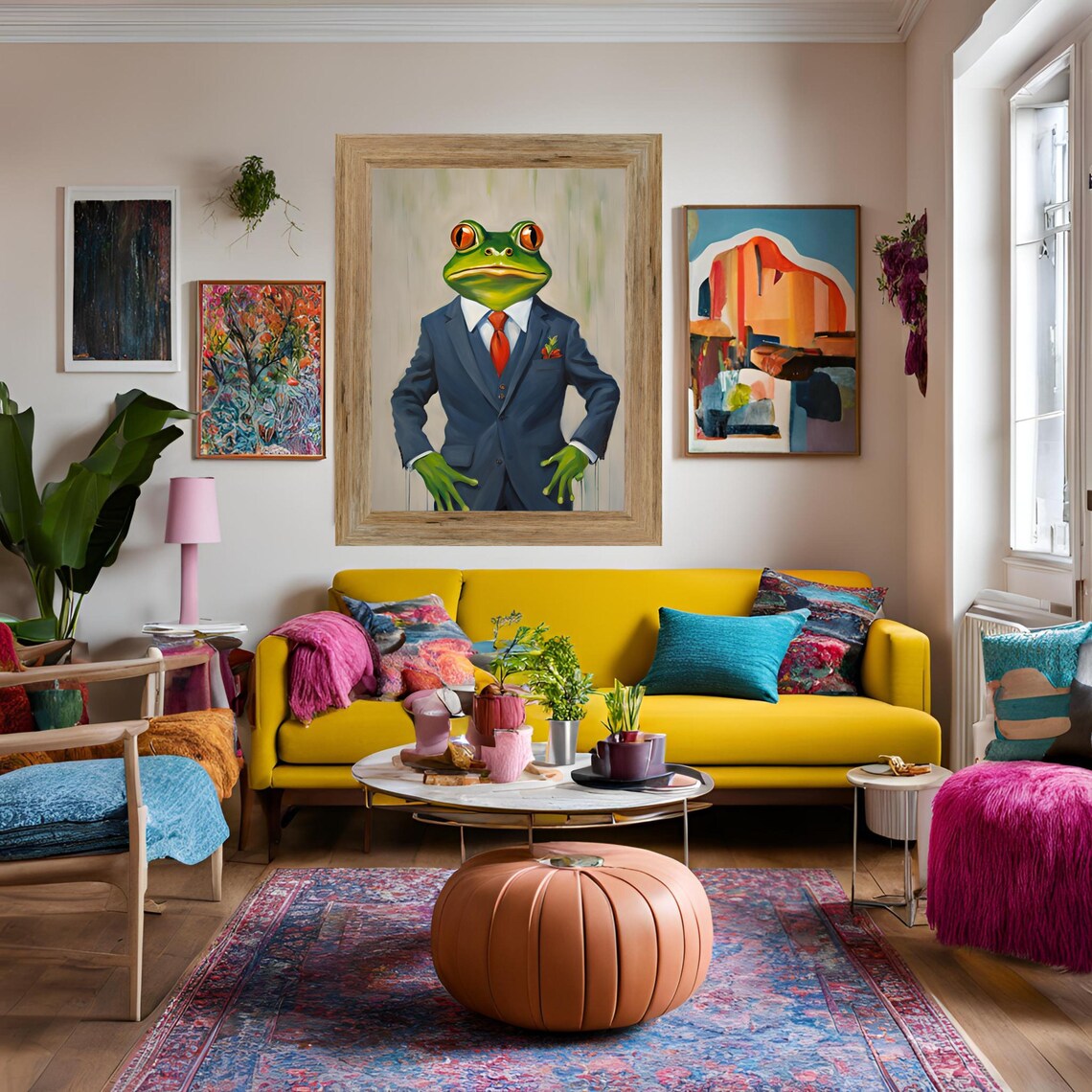 Funny Frog in Navy Suit and Red Tie Animal Portrait Humor Poster - Image 2