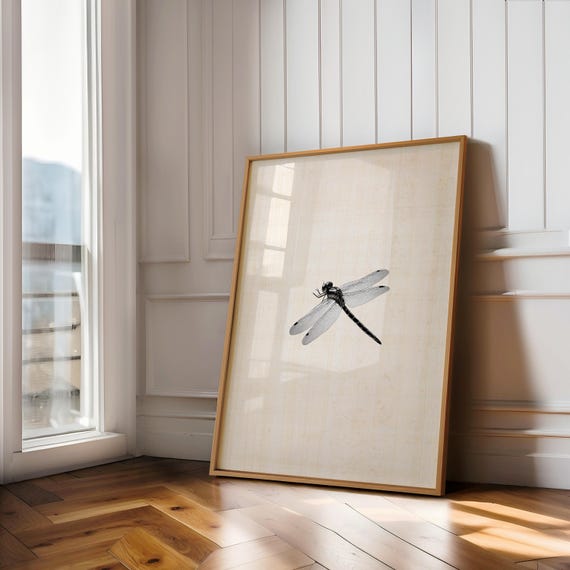 Dragonfly Illustration Wall Art Dragonfly Art Nature Decor Vintage Sketch Drawing Nature Print Cottagecore Decor