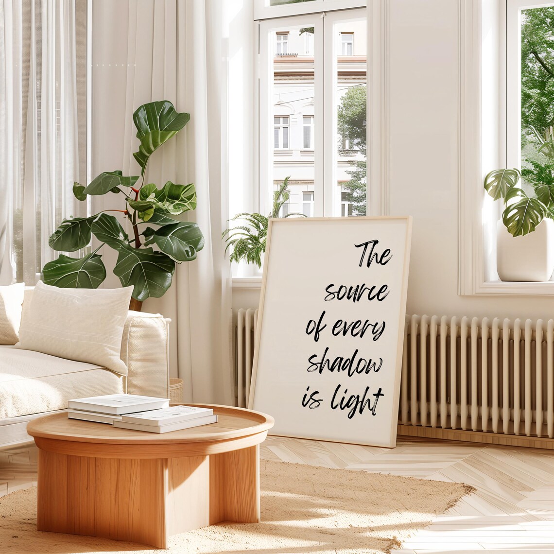 The Source of Every Shadow Is Light Brush Script Quote Poster - Image 4