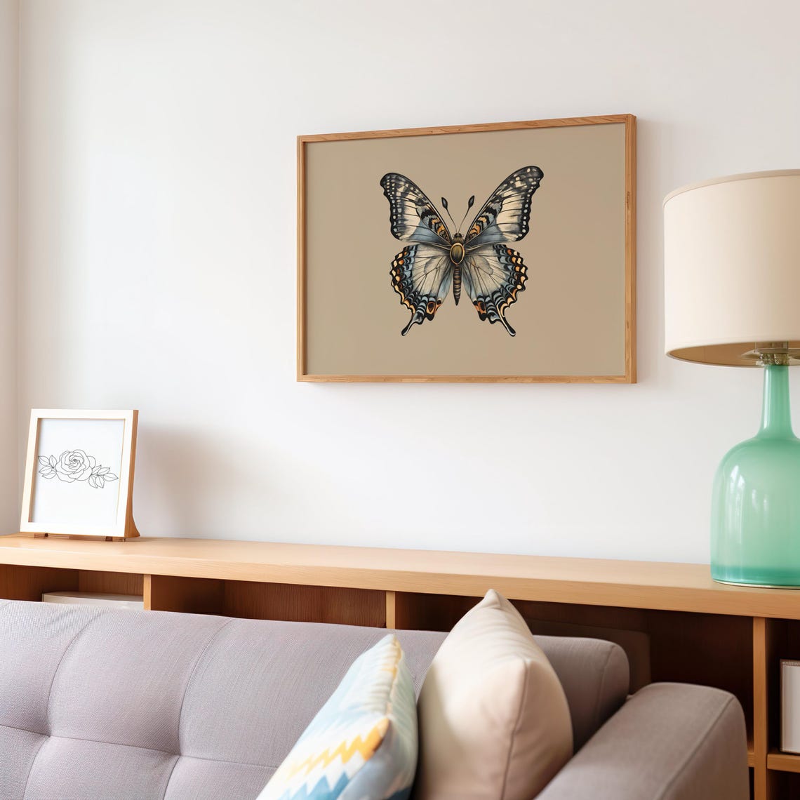 Butterfly Art Antique Inspired Butterfly Illustration Vintage Nature Home Decor Boho Wall Art - Image 4