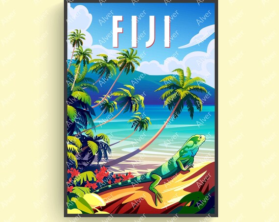 Fiji Poster Tropical Poster Tropical Travel Print Fiji Wall Art Unframed