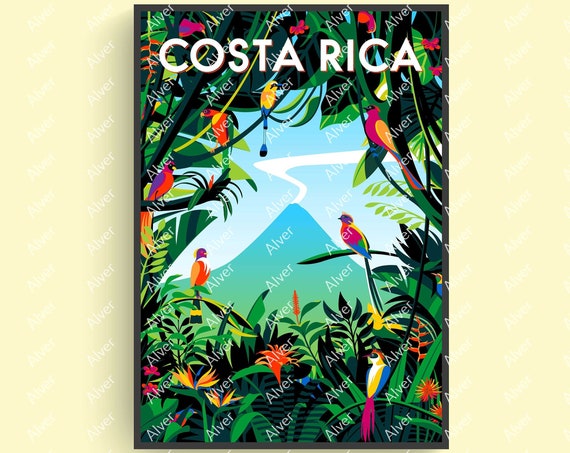 Costa Rica Poster Caribbean Poster Caribbean Travel Print Jungle Wall Art Unframed