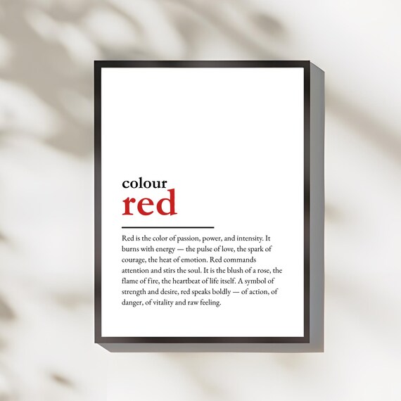 Colour Red Definition Poster With Passion Meaning Modern Quote Typography