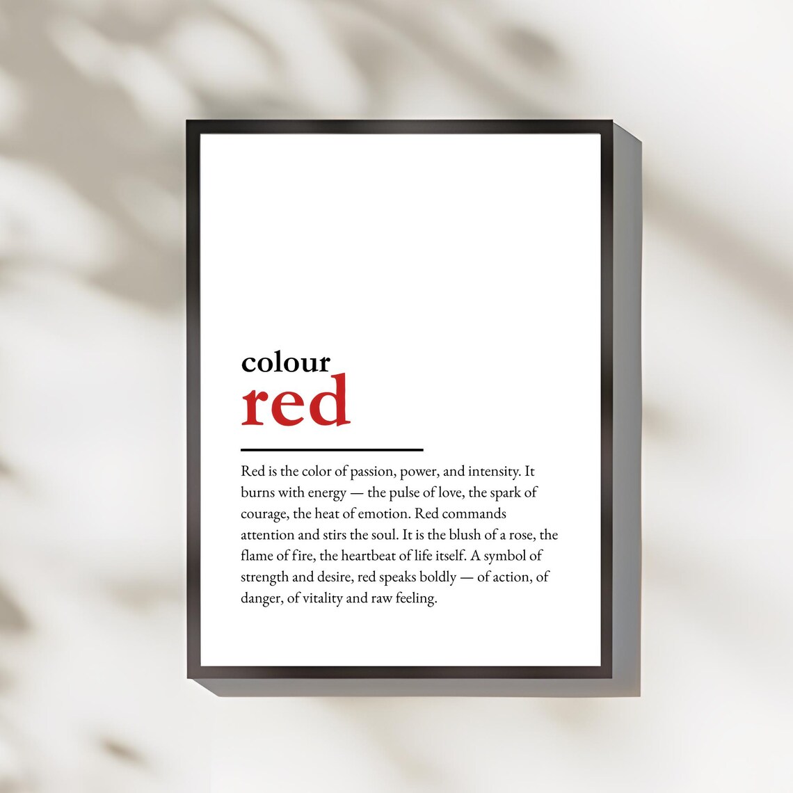 Colour Red Definition Poster With Passion Meaning Modern Quote Typography