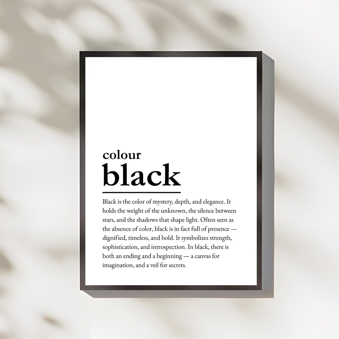 Colour Black Definition Poster With Mystery Meaning Modern Quote Typography