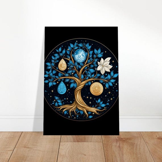 Cosmic Tree Of Life Canvas Art Celestial Wall Decor
