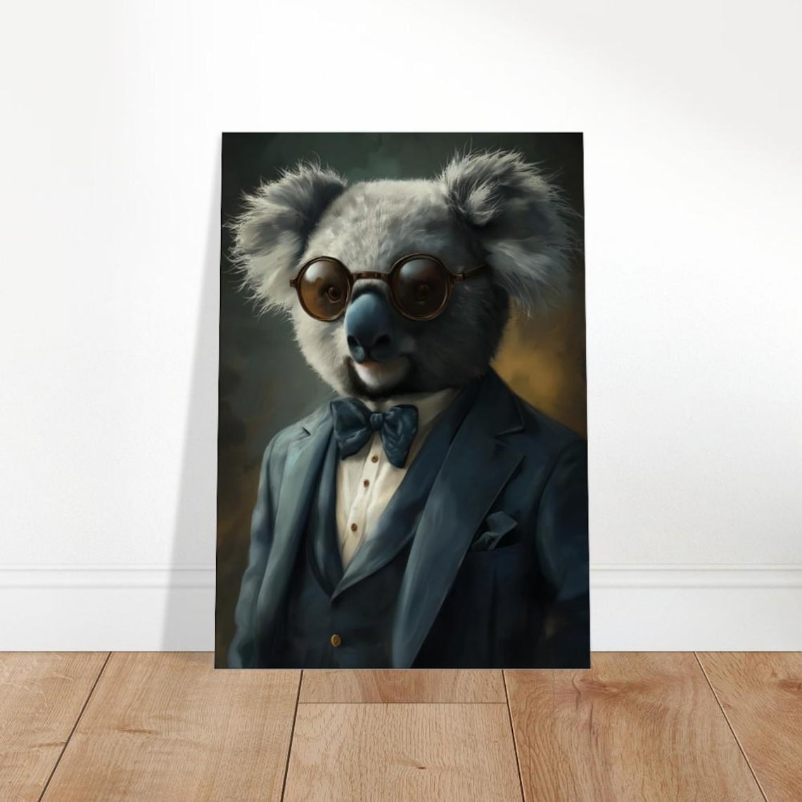 Dapper Koala In Suit Bow Tie Poster Round Glasses Gentleman Animal