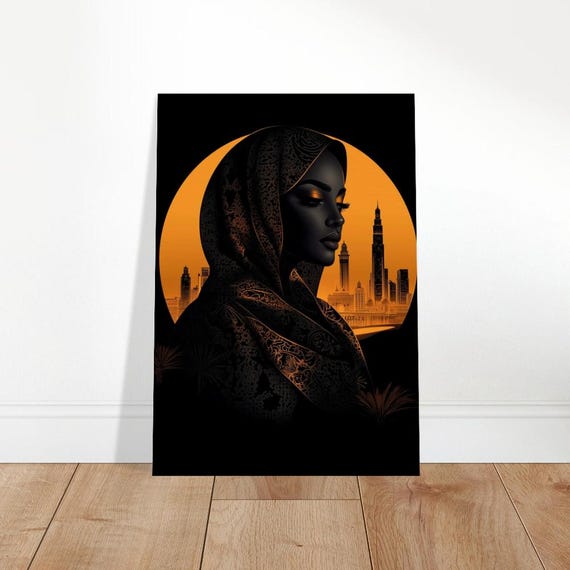 Desert Bloom Canvas Art Modern Cultural Wall Decor Elegant Henna Portrait Global Heritage Home
