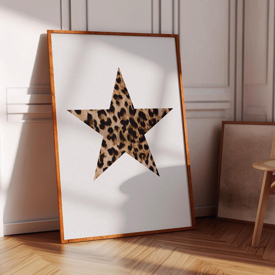 Leopard Pattern Star Cream Minimalist Y2K Aesthetic Wall Art - Image 3