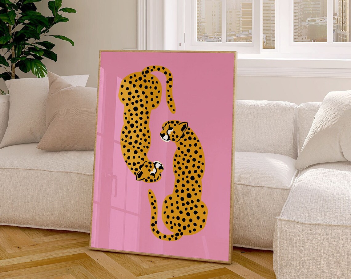 Boho Cheetah Art Print, Wild Cat Illustration