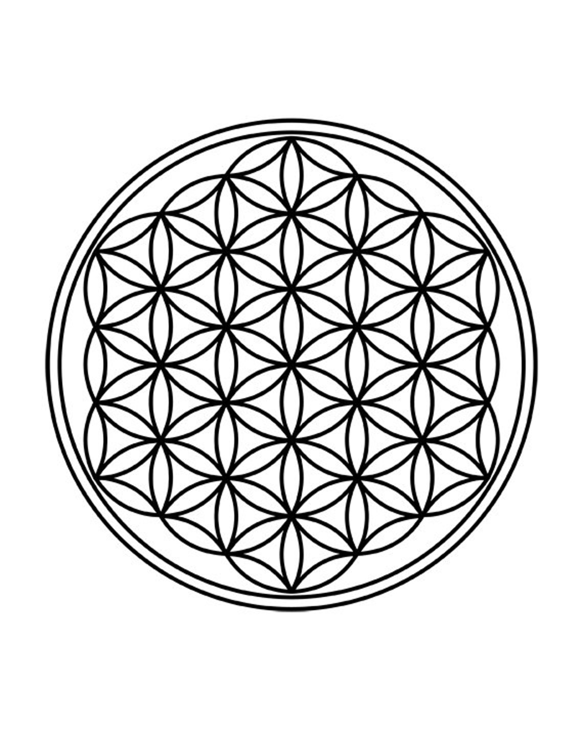 Flower Of Life Sacred Geometry Black White Mandala Zen Wall Art Poster - Image 2