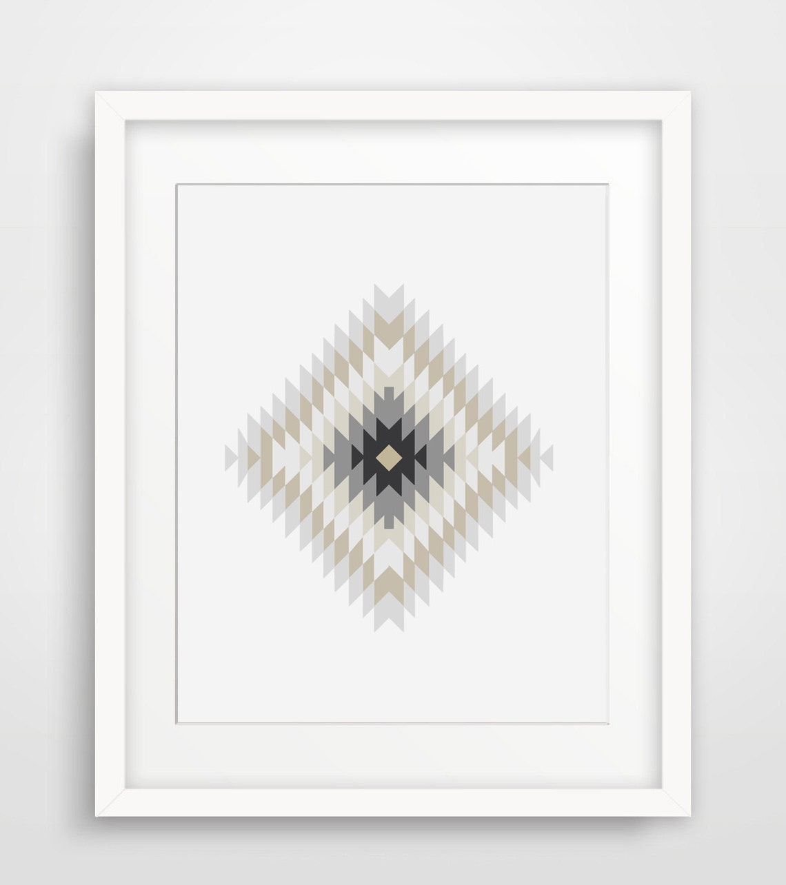 Aztec Wall Print Modern Home Decor Geometric Monochrome Wall Prints Grey Taupe Prints Native Art Signs Black White