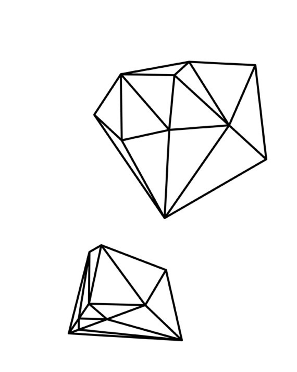 Black Origami Geometric Shapes Minimalist Line Art Wall Decor Print