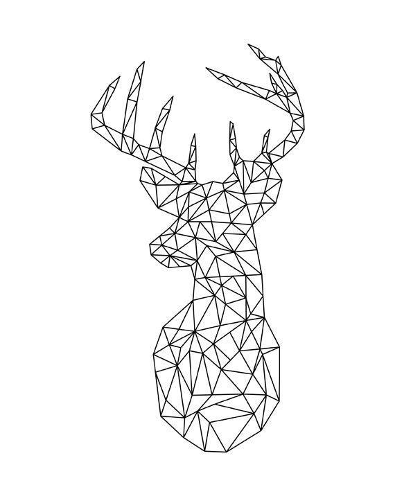 Deer Geometric Print Origami Modern Home Decor Black And White Prints Geometric Animal Scandinavian Poster Geometric Poster Diamond