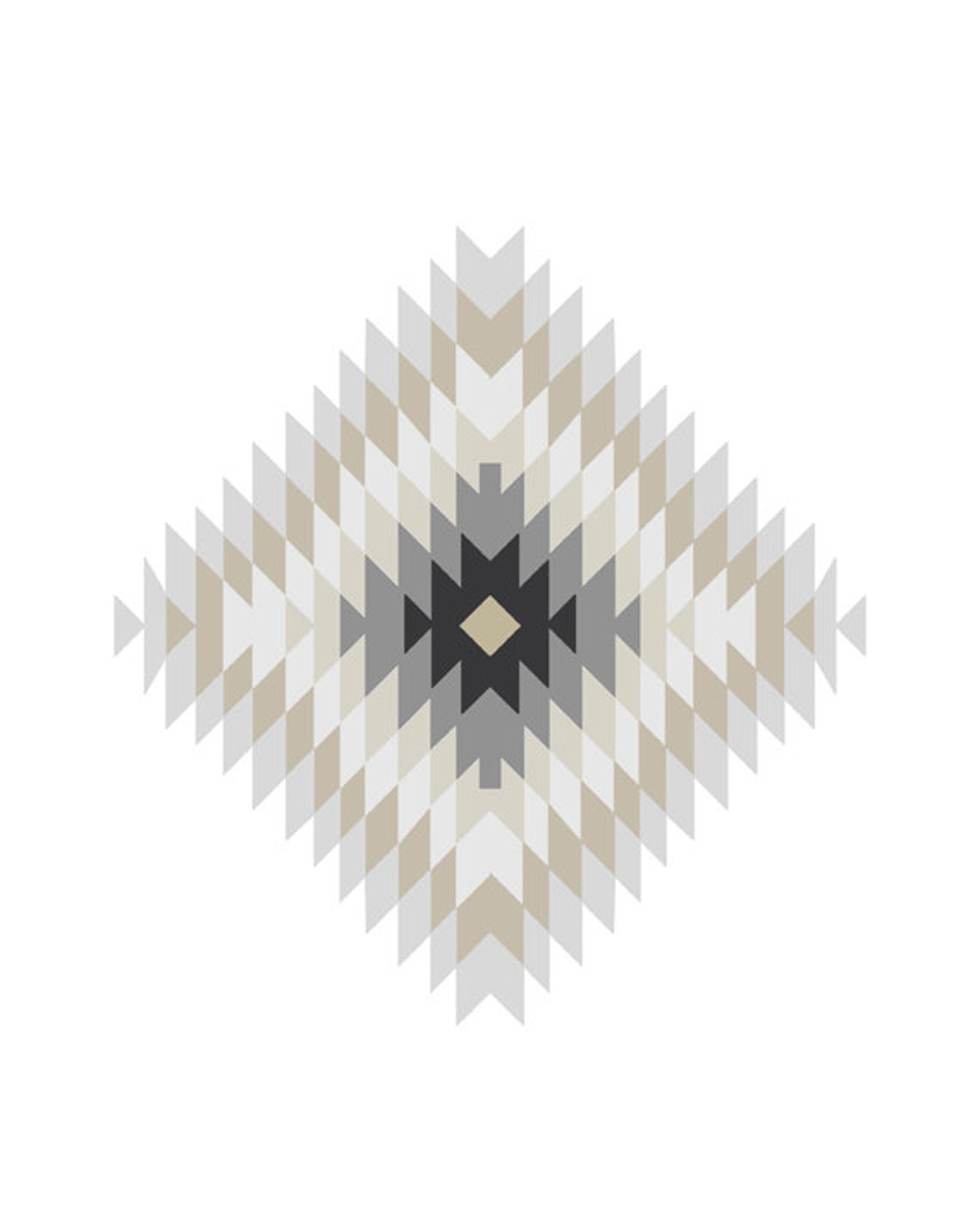 Aztec Diamond Medallion Grey Taupe Geometric Tribal Boho Poster - Image 2