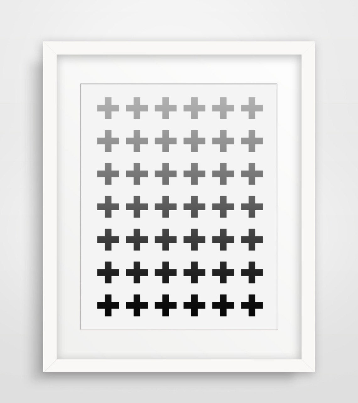 Swiss Cross Grid Gradient Grey Minimalist Scandinavian Print