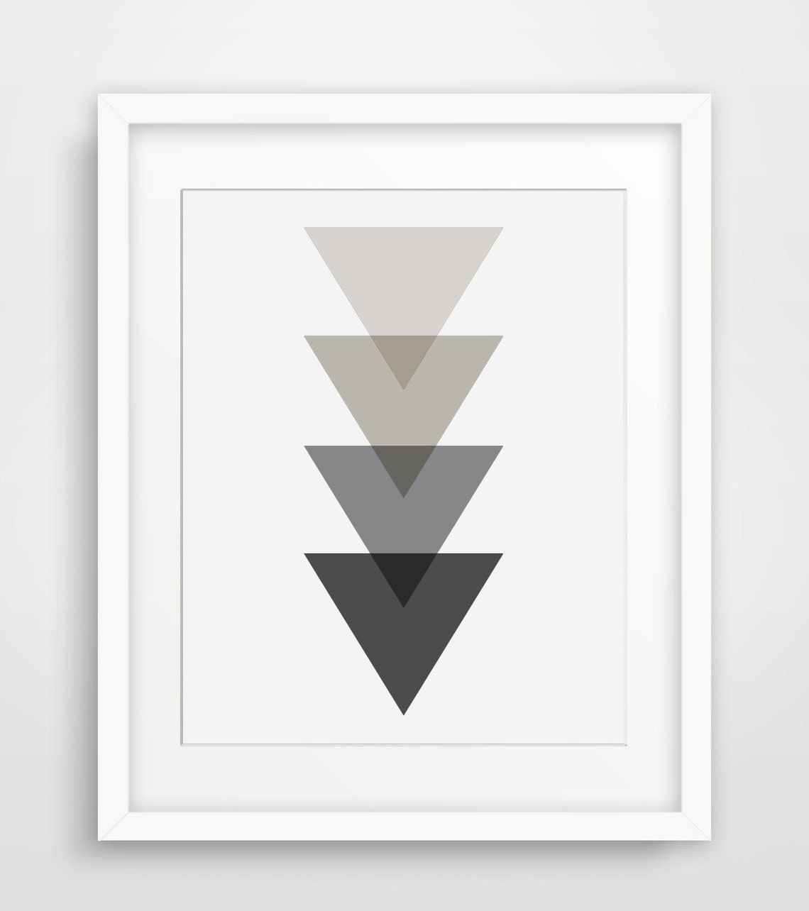 Monochrome Gradient Triangles Overlapping Modern Geometric Art Poster - Image 2