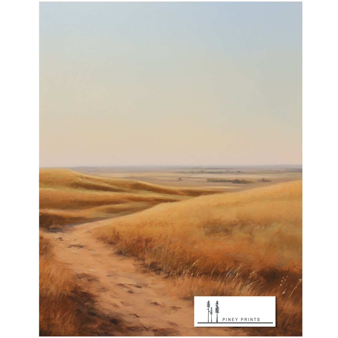 Golden Prairie Trail Winding Dirt Path Western Landscape Art Poster