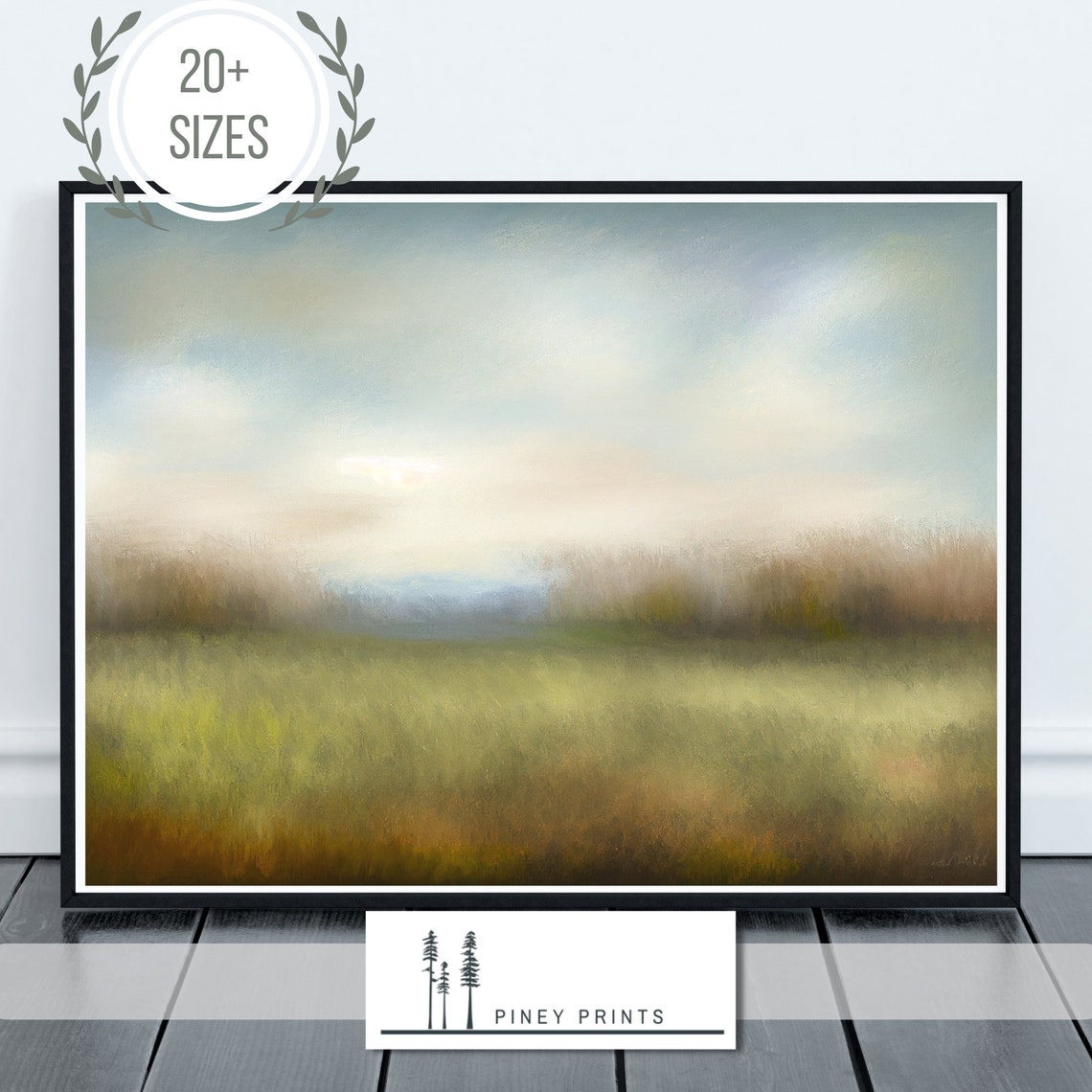 Soft Green Meadow Impressionist Landscape Neutral Decor Poster - Image 3