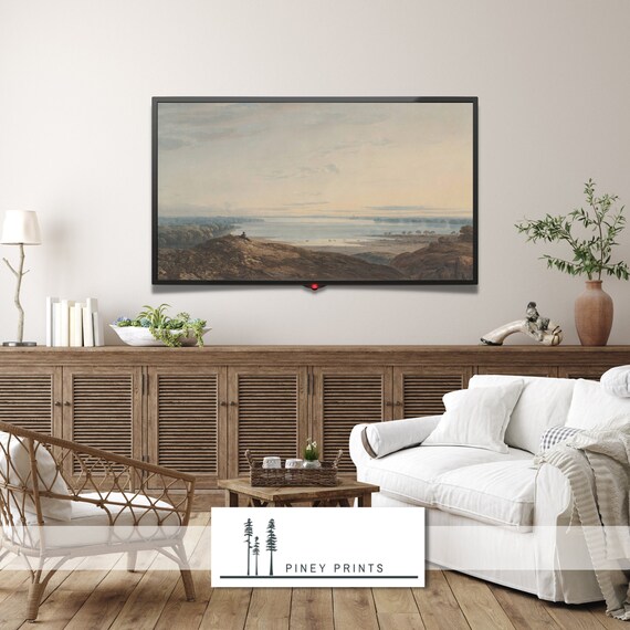 Wide Coastal Bay Vintage Panoramic Landscape Scenic TV Poster