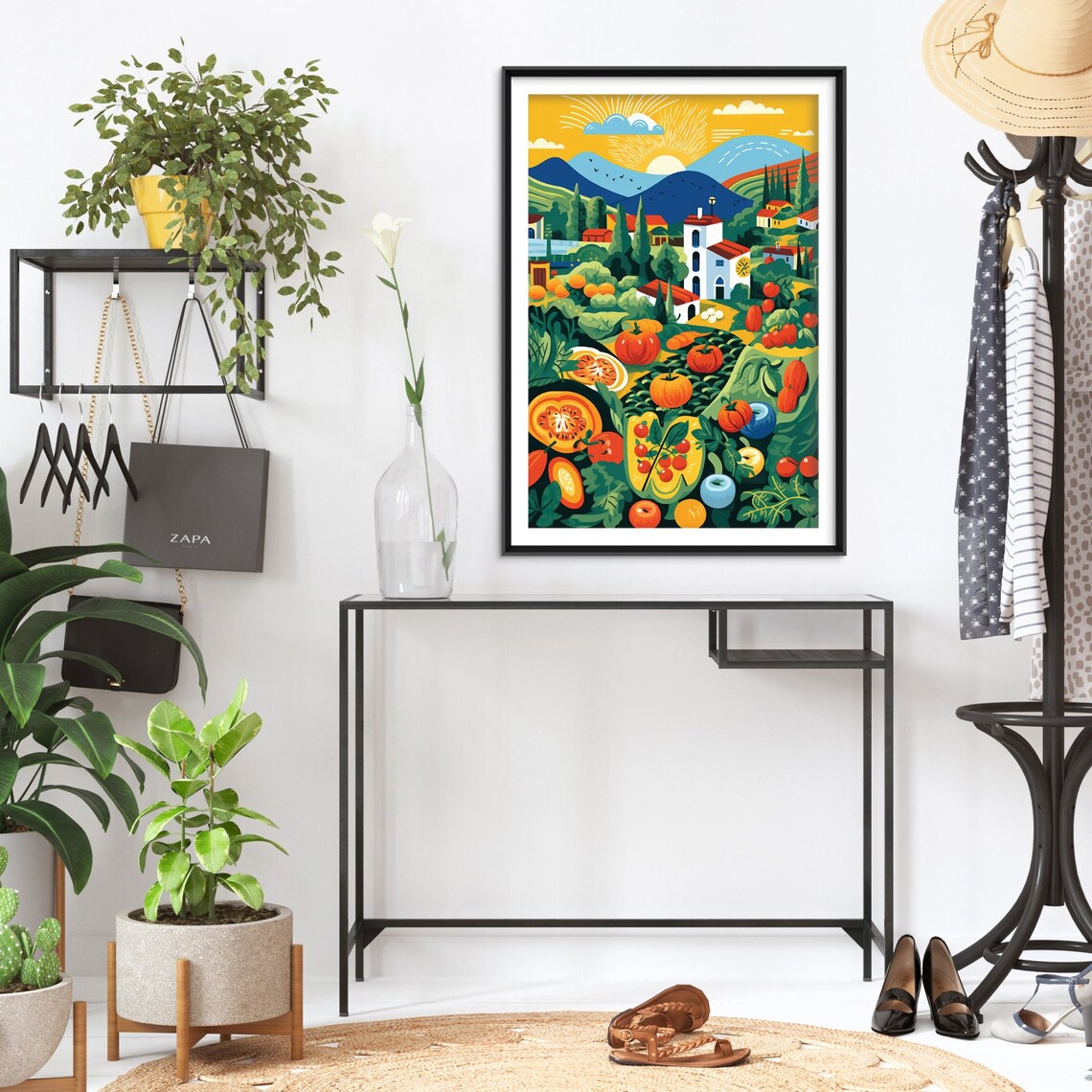 Welsh Village Harvest Knolling Illustration Colorful Farm Poster - Image 2