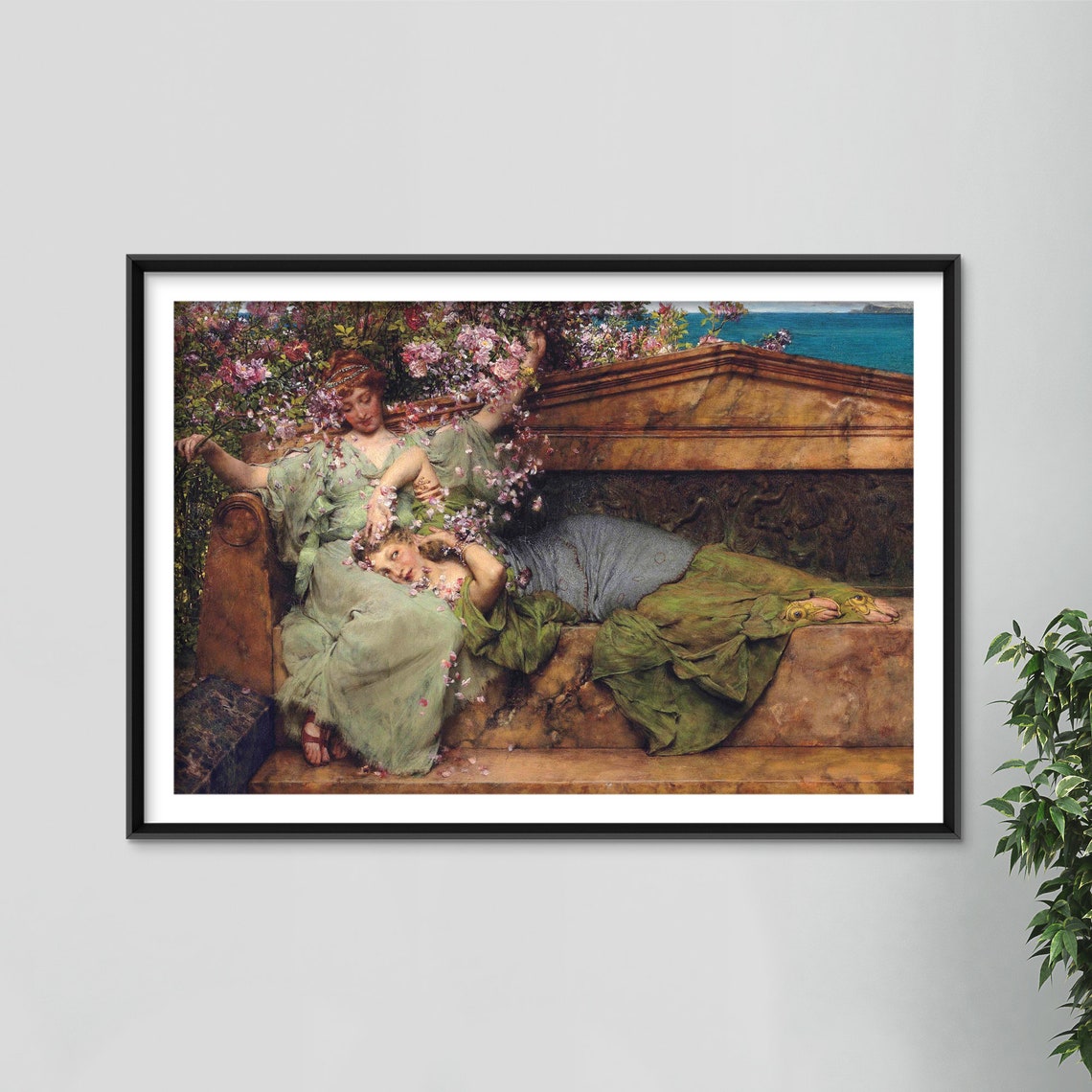 Alma Tadema In A Rose Garden 1890 Romantic Classic Oil Painting Poster