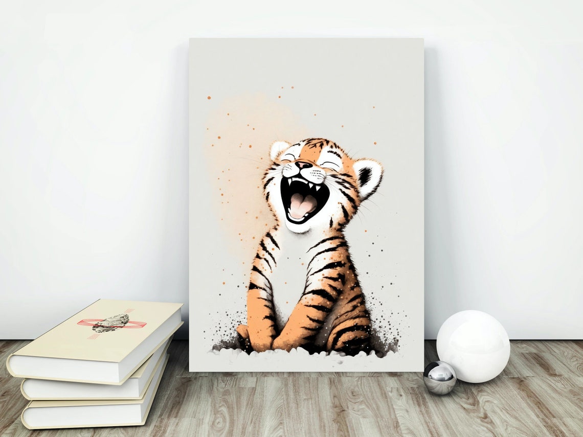 Positive Laughing Tiger Wall Art Print Funny Printable Gift Wall Decor Happy Tiger Print Printable Wall Art Instant - Image 4