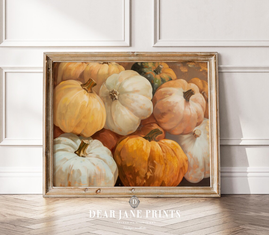 Heap Of White And Orange Heirloom Pumpkins Autumn Harvest Poster