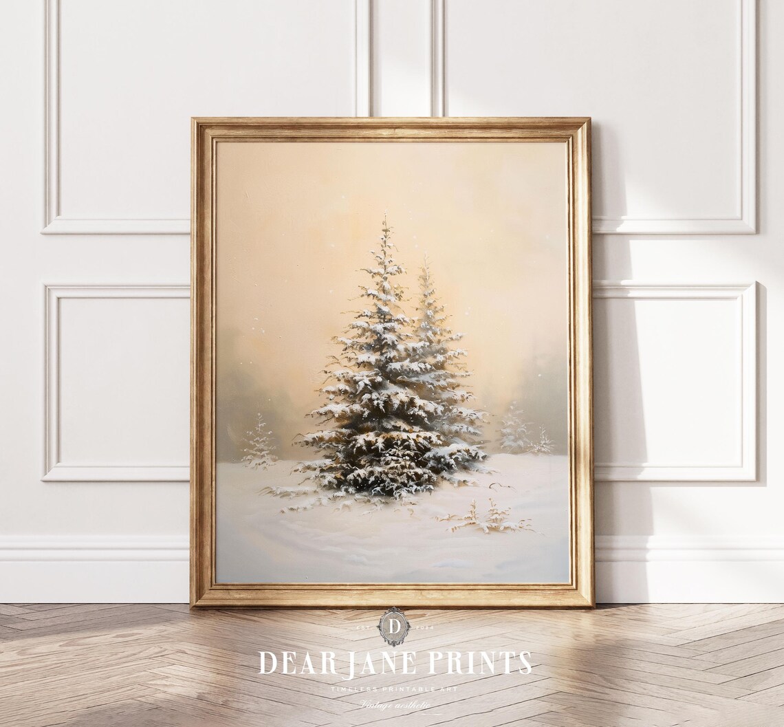 Rustic Winter Tree Vintage Landscape, Christmas Decor - Image 2