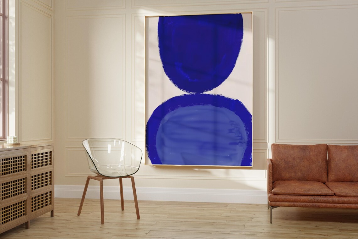 Minimalist Scandinavian Abstract, Bold Blue Expression - Image 2