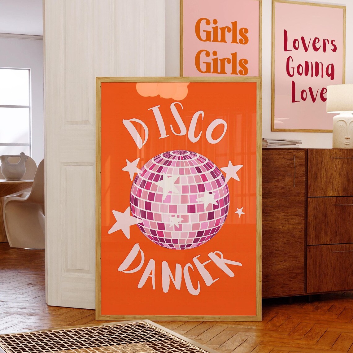 Orange Disco Ball, Disco Dancer Poster Print - Image 4