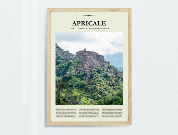 Apricale Italy Wall Art Rustic Village Poster Ligurian Hills Decor Mediterranean Landscape
