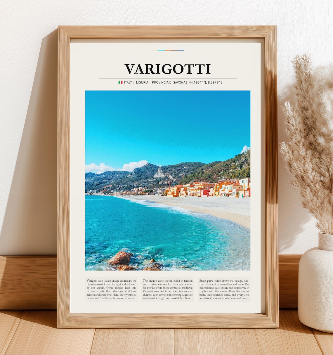 Varigotti Italy Travel Liguria Coast Beach Village Seaside Guide Art Poster