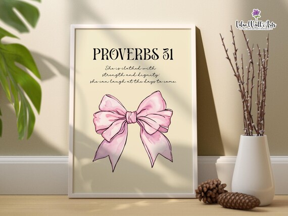 Proverbs 31 Wall Art She Is Clothed With Strength And Dignity Aesthetic Christian Women Gift Pastors Wife Gift Christian Girl Print Cute