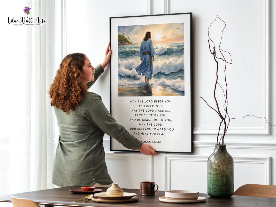 May The Lord Bless You Jesus Seaside Watercolor Numbers 624 26 Poster - Image 2