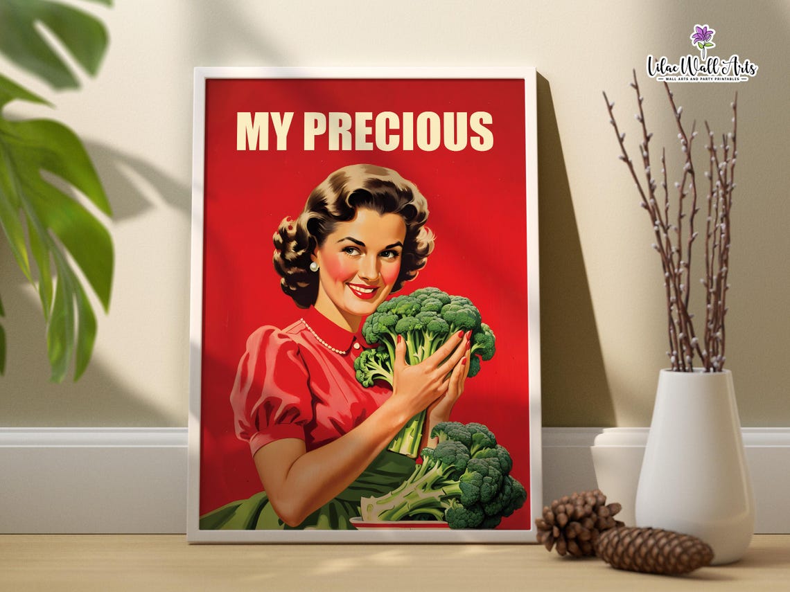 My Precious Broccoli Retro 50s Vintage Kitchen Humor Food Poster - Image 3