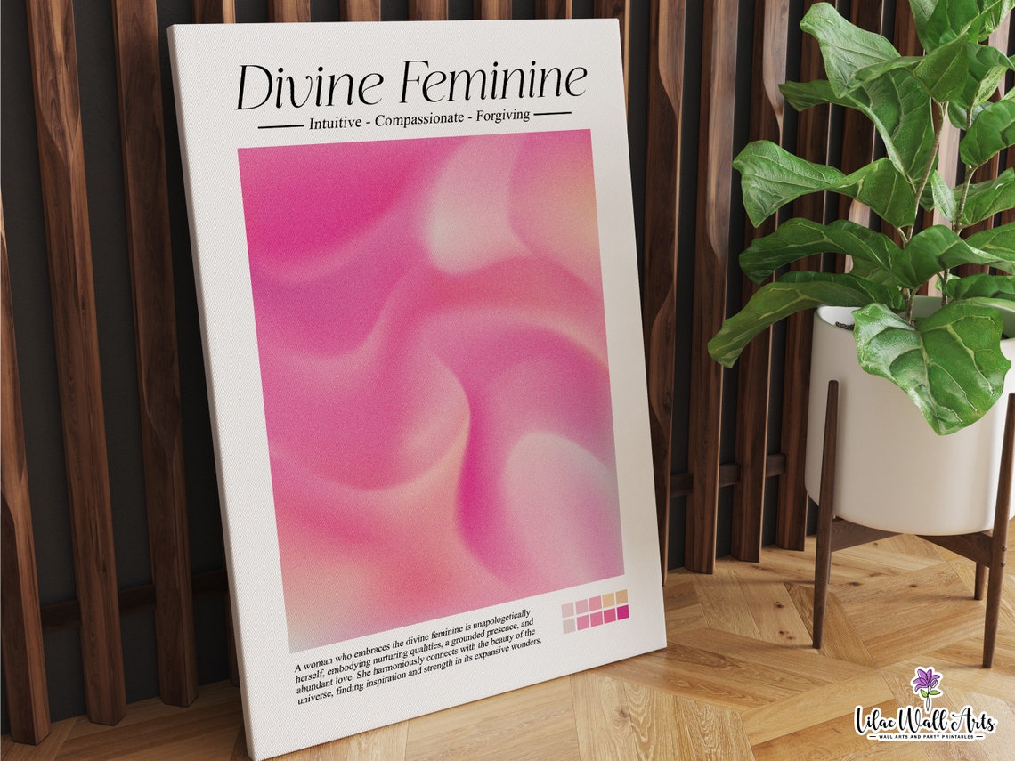 Divine Feminine Pink Aura Silk Wave Canvas Spiritual Gift Poster