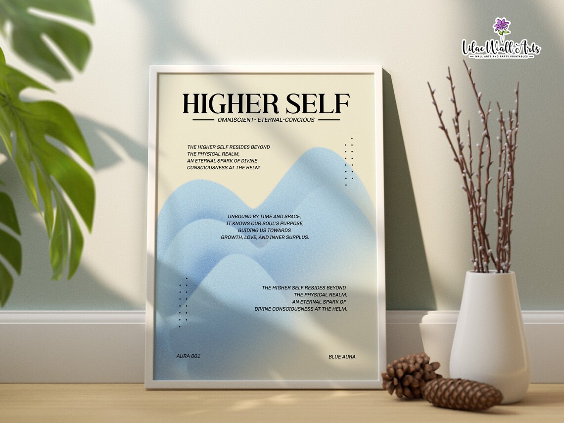 Higher Self Blue Aura Poster Spiritual Consciousness Quote Art - Image 6