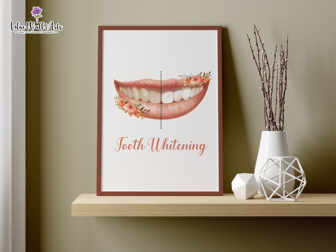 Tooth Whitening Smile Before After Floral Bright Dental Office Poster - Image 5