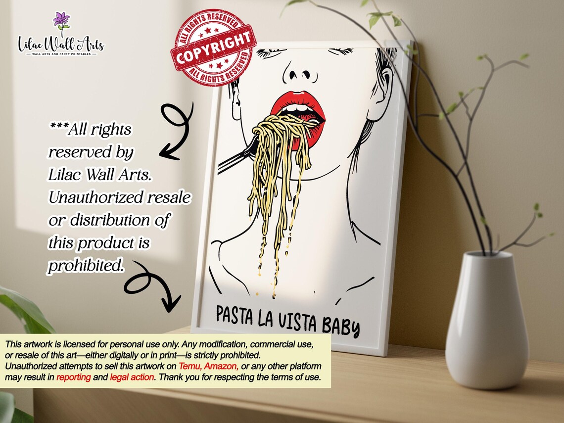 Pasta La Vista Baby Woman Eating Spaghetti Funny Food Poster - Image 3