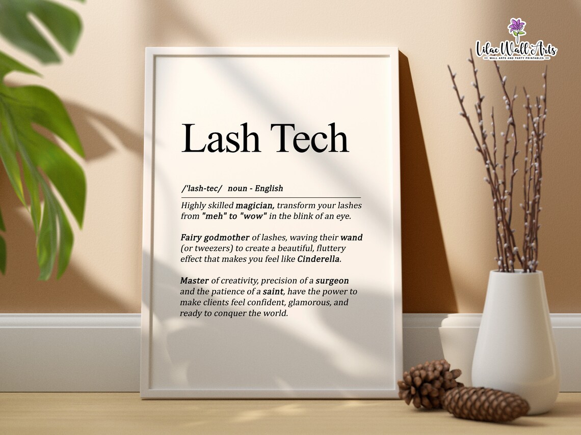 Lash Technician Definition Salon Wall Art Poster
