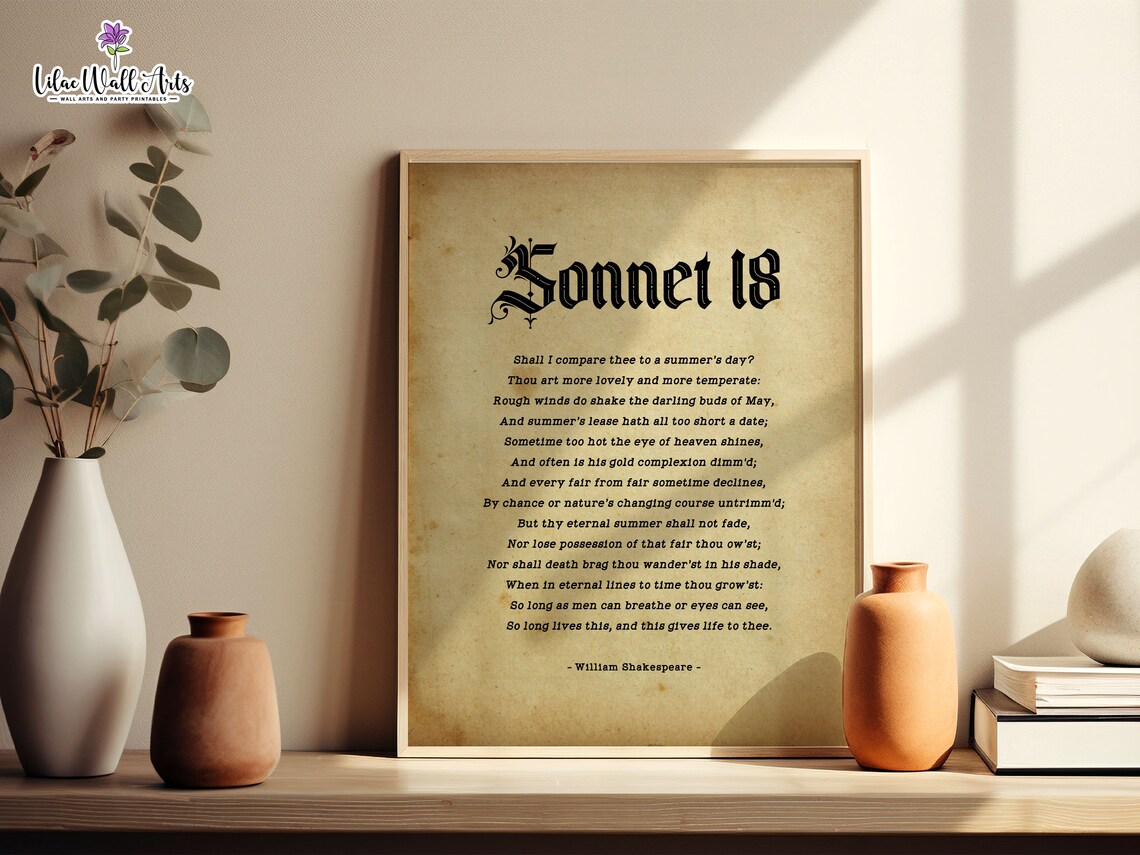 Sonnet 18 William Shakespeare Vintage Parchment Poetry Poster - Image 3