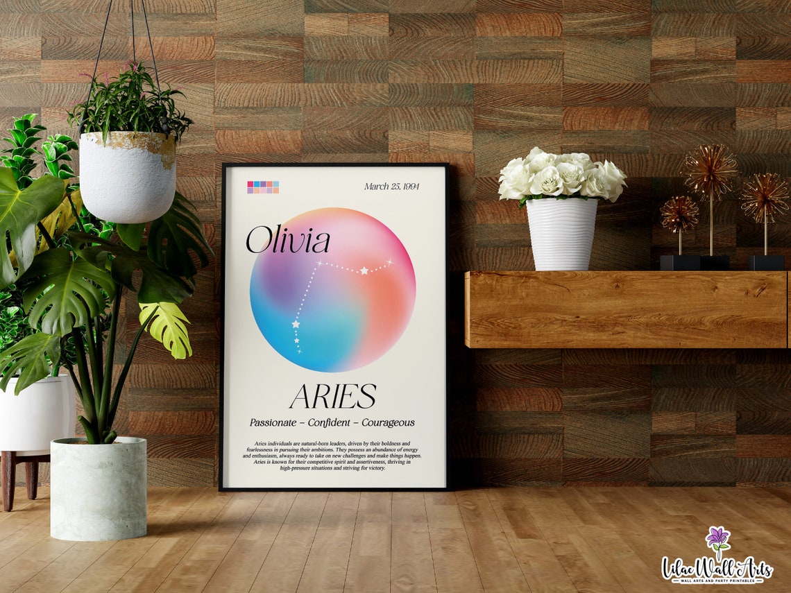 Personalized Aries Zodiac Aura Poster Custom Name Birthday Gift - Image 2