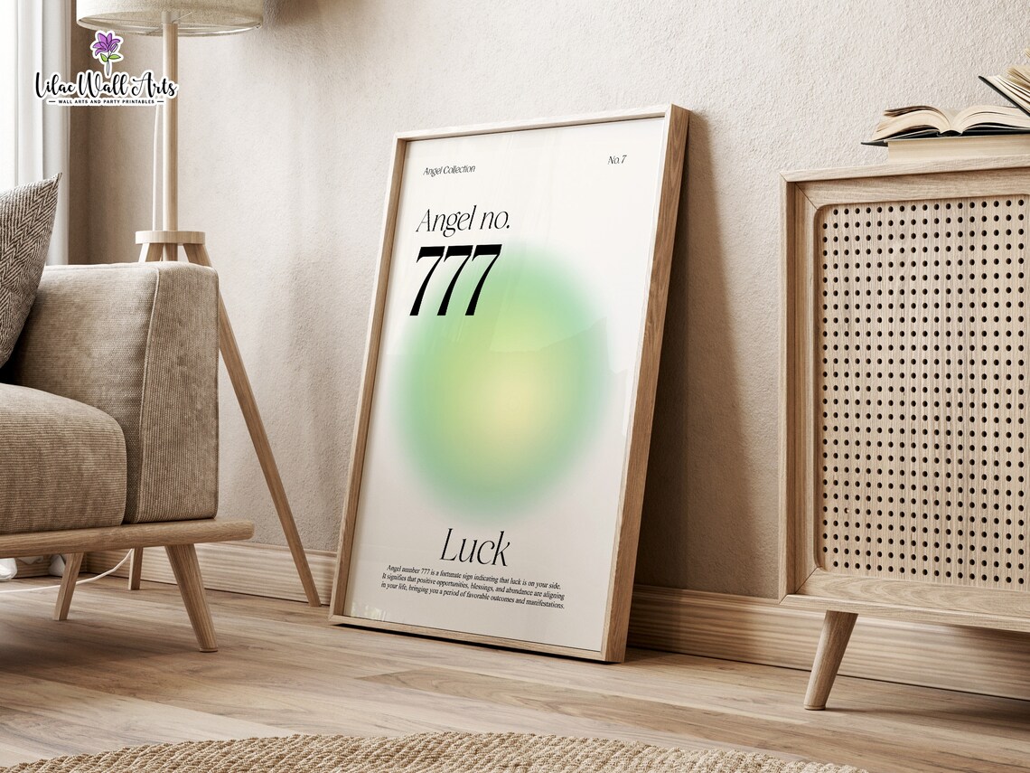 Angel Number 777 Luck Green Aura Fortune Blessing Manifestation Poster - Image 4