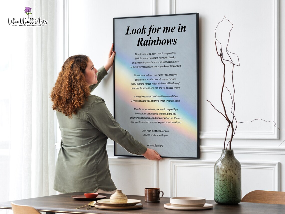 Look For Me In Rainbows Memorial Poem Art Print - Image 2