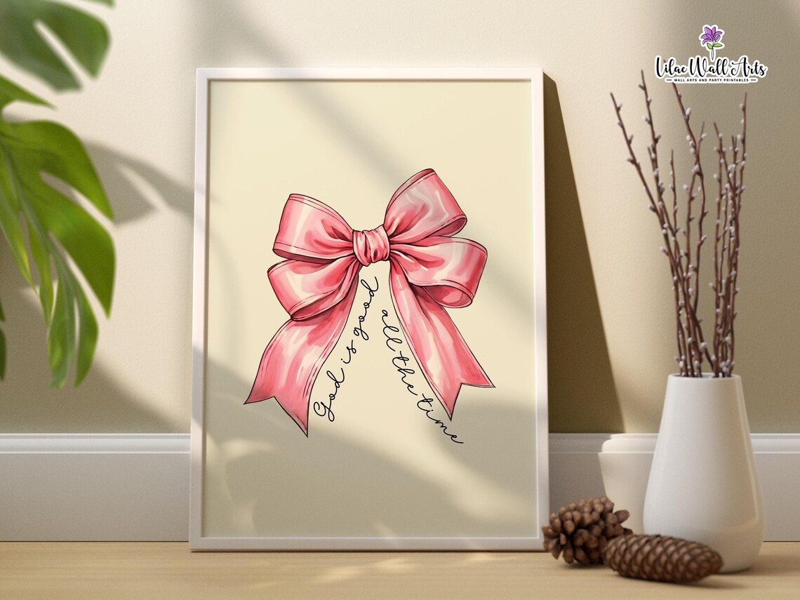God Is Good All The Time Pink Bow Coquette Christian Faith Poster - Image 2